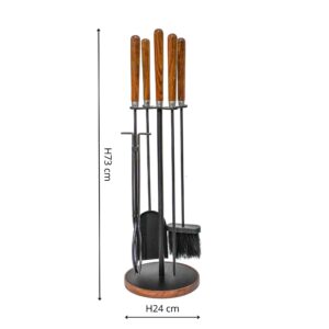 Fireside Wooden Handle Round Companion Set H73cm W24cm