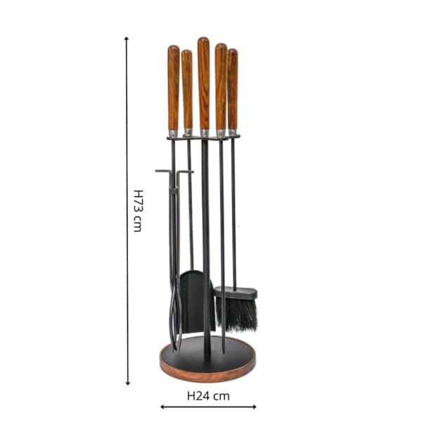 Fireside Wooden Handle Round Companion Set H73cm W24cm