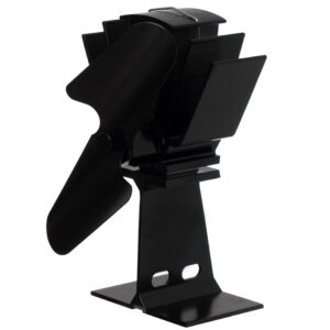 Black Indoor Heat Powered Aluminum 2-Blade Wood Stove Fan